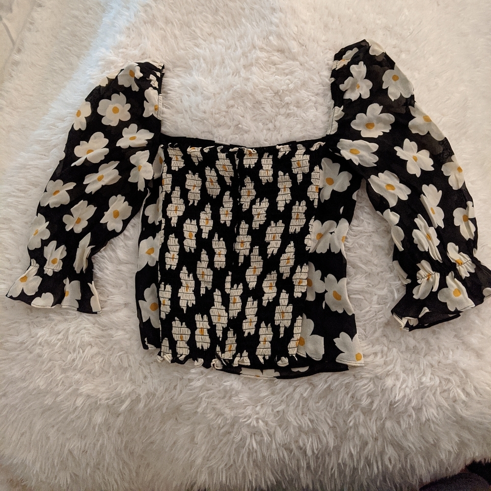 NWT REFORMATION Georgia Floral Ruffle Top Blouse 0 - Picture 3 of 5